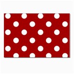 Polka Dots - White on Dark Candy Apple Red Postcard 5  x 7 