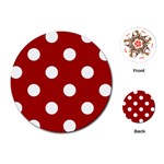 Polka Dots - White on Dark Candy Apple Red Playing Cards (Round)