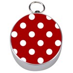 Polka Dots - White on Dark Candy Apple Red Silver Compass