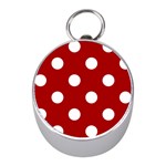 Polka Dots - White on Dark Candy Apple Red Silver Compass (Mini)