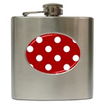 Polka Dots - White on Dark Candy Apple Red Hip Flask (6 oz)