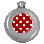 Polka Dots - White on Dark Candy Apple Red Hip Flask (5 oz)