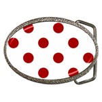 Polka Dots - Dark Candy Apple Red on White Belt Buckle