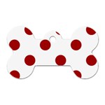 Polka Dots - Dark Candy Apple Red on White Dog Tag Bone (One Side)