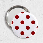 Polka Dots - Dark Candy Apple Red on White 2.25  Handbag Mirror