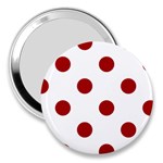 Polka Dots - Dark Candy Apple Red on White 3  Handbag Mirror