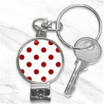 Polka Dots - Dark Candy Apple Red on White Nail Clippers Key Chain