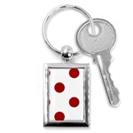 Polka Dots - Dark Candy Apple Red on White Key Chain (Rectangle)