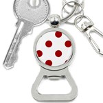 Polka Dots - Dark Candy Apple Red on White Bottle Opener Key Chain