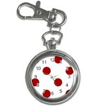 Polka Dots - Dark Candy Apple Red on White Key Chain Watch