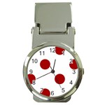 Polka Dots - Dark Candy Apple Red on White Money Clip Watch