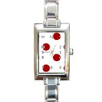 Polka Dots - Dark Candy Apple Red on White Rectangle Italian Charm Watch