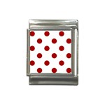 Polka Dots - Dark Candy Apple Red on White Italian Charm (13mm)