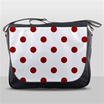 Polka Dots - Dark Candy Apple Red on White Messenger Bag