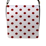 Polka Dots - Dark Candy Apple Red on White Flap Closure Messenger Bag (L)