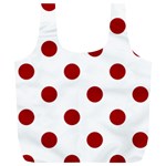 Polka Dots - Dark Candy Apple Red on White Full Print Recycle Bag (XL)