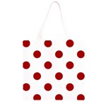 Polka Dots - Dark Candy Apple Red on White Grocery Light Tote Bag