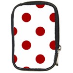 Polka Dots - Dark Candy Apple Red on White Compact Camera Leather Case