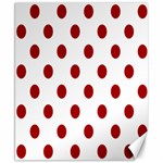Polka Dots - Dark Candy Apple Red on White Canvas 8  x 10 