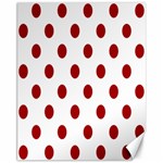 Polka Dots - Dark Candy Apple Red on White Canvas 11  x 14 