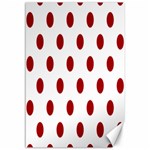 Polka Dots - Dark Candy Apple Red on White Canvas 12  x 18 