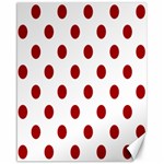 Polka Dots - Dark Candy Apple Red on White Canvas 16  x 20 