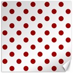 Polka Dots - Dark Candy Apple Red on White Canvas 20  x 20 
