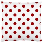 Polka Dots - Dark Candy Apple Red on White Large Cushion Case (Two Sides)