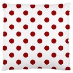 Polka Dots - Dark Candy Apple Red on White Large Flano Cushion Case (Two Sides)