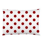 Polka Dots - Dark Candy Apple Red on White Pillow Case (One Side)
