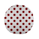 Polka Dots - Dark Candy Apple Red on White Standard 15  Premium Flano Round Cushion