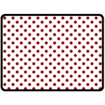 Polka Dots - Dark Candy Apple Red on White Fleece Blanket (Large) (One Side)