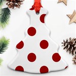 Polka Dots - Dark Candy Apple Red on White Ornament (Christmas Tree)