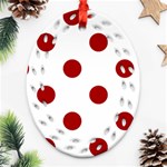 Polka Dots - Dark Candy Apple Red on White Ornament (Bell) Ornament (Oval Filigree)