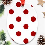 Polka Dots - Dark Candy Apple Red on White Ornament (Oval)