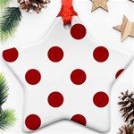 Polka Dots - Dark Candy Apple Red on White Ornament (Star)