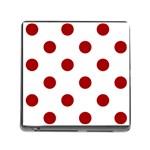 Polka Dots - Dark Candy Apple Red on White Memory Card Reader (Square)