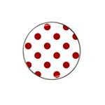 Polka Dots - Dark Candy Apple Red on White Hat Clip Ball Marker