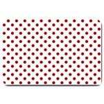 Polka Dots - Dark Candy Apple Red on White Large Doormat