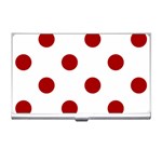 Polka Dots - Dark Candy Apple Red on White Business Card Holder