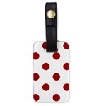 Polka Dots - Dark Candy Apple Red on White Luggage Tag (One Side)