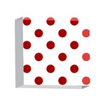 Polka Dots - Dark Candy Apple Red on White 4 x 4  Acrylic Photo Block