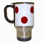 Polka Dots - Dark Candy Apple Red on White Travel Mug (White)