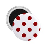 Polka Dots - Dark Candy Apple Red on White 2.25  Magnet