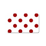 Polka Dots - Dark Candy Apple Red on White Magnet (Name Card)