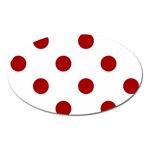 Polka Dots - Dark Candy Apple Red on White Magnet (Oval)