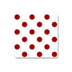 Polka Dots - Dark Candy Apple Red on White Magnet (Square)