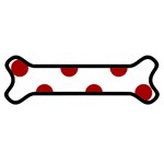 Polka Dots - Dark Candy Apple Red on White Magnet (Dog Bone)