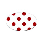 Polka Dots - Dark Candy Apple Red on White Sticker Oval (100 pack)