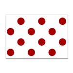 Polka Dots - Dark Candy Apple Red on White Sticker A4 (10 pack)